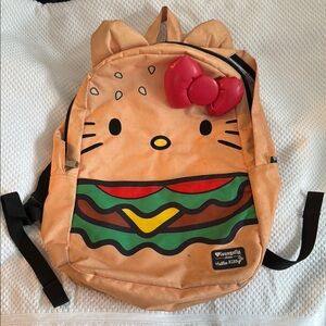Loungefly Hello Kitty Burger Backpack - Orange and Red